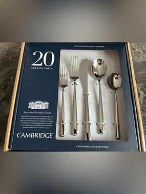 CAMBRIDGE Lorenn 20-Piece Flatware Set Stainless Steel Mirror Finish 5Pc. Set